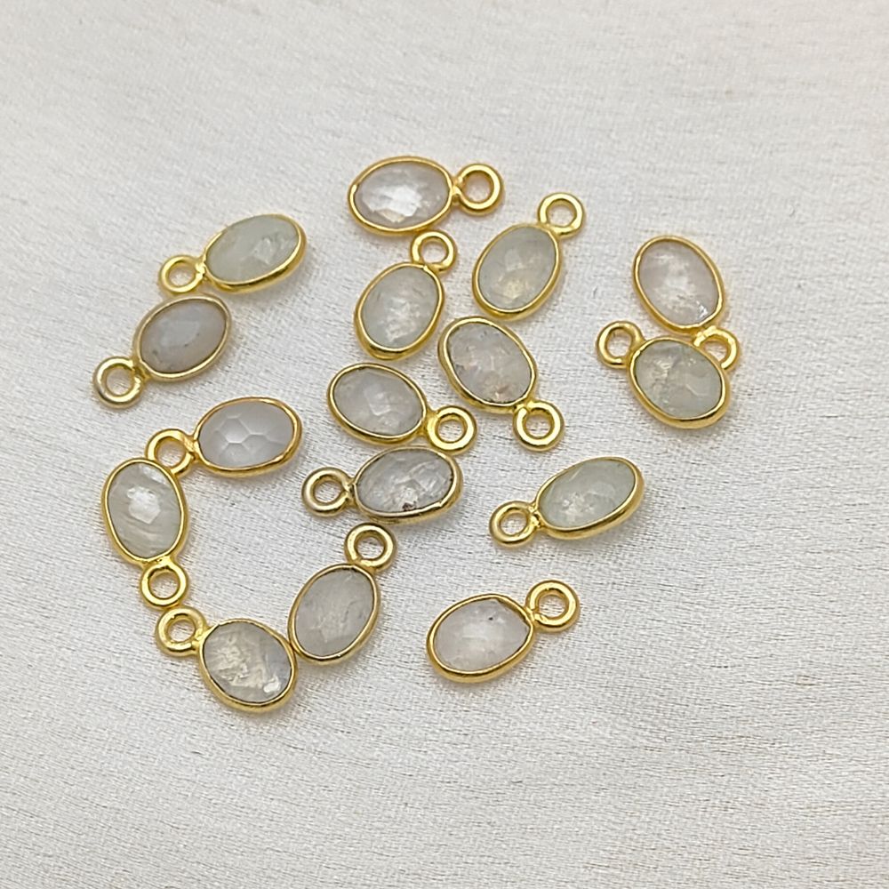 Gold-plated rainbow moonstone charm necklace for women