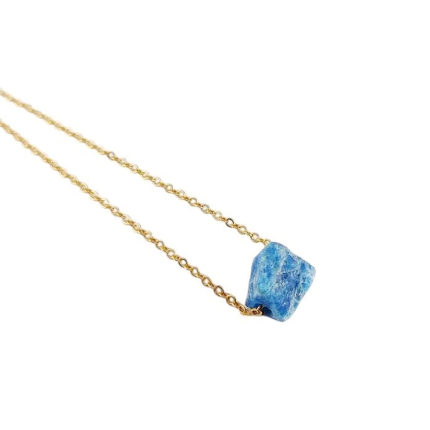 Multi Raw Gemstone Necklace with Gold Plated Adjustable Chain
