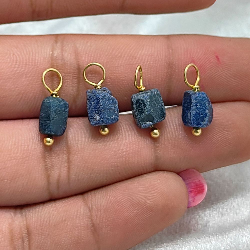 Exquisite raw blue sapphire gemstone charm for minimalist jewelry lovers and DIY crafters