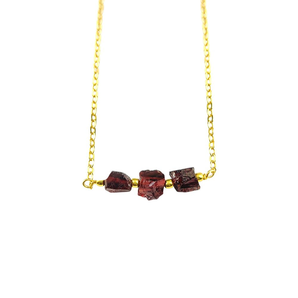 Raw Garnet Gemstone Chain Necklace – January Birthstone Gift for Her