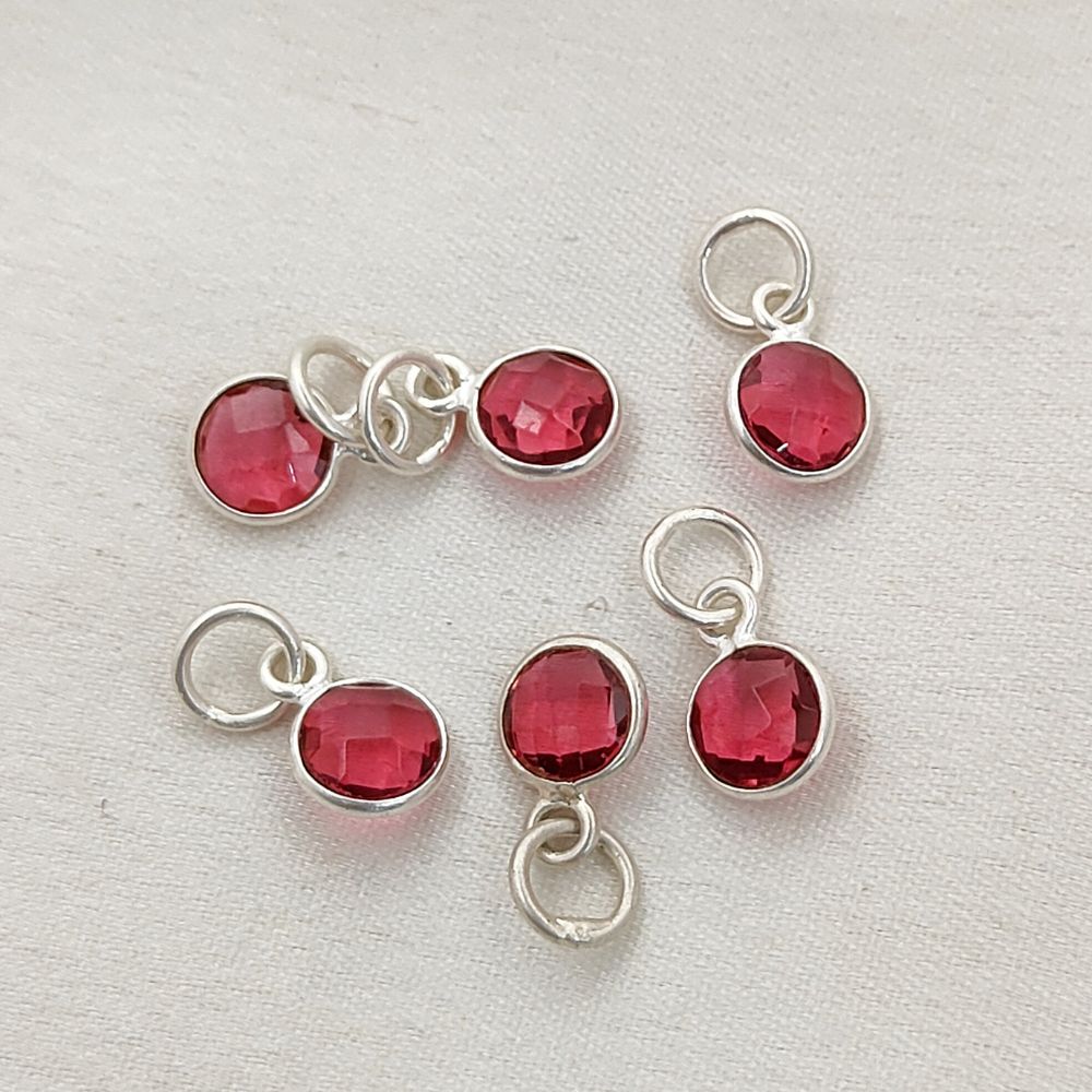 Handmade Ruby Pendant for Necklace 6mm Round Faceted July Birthstone Charm in Gold Vermeil & 925 Sterling Silver- Selling Per Piece