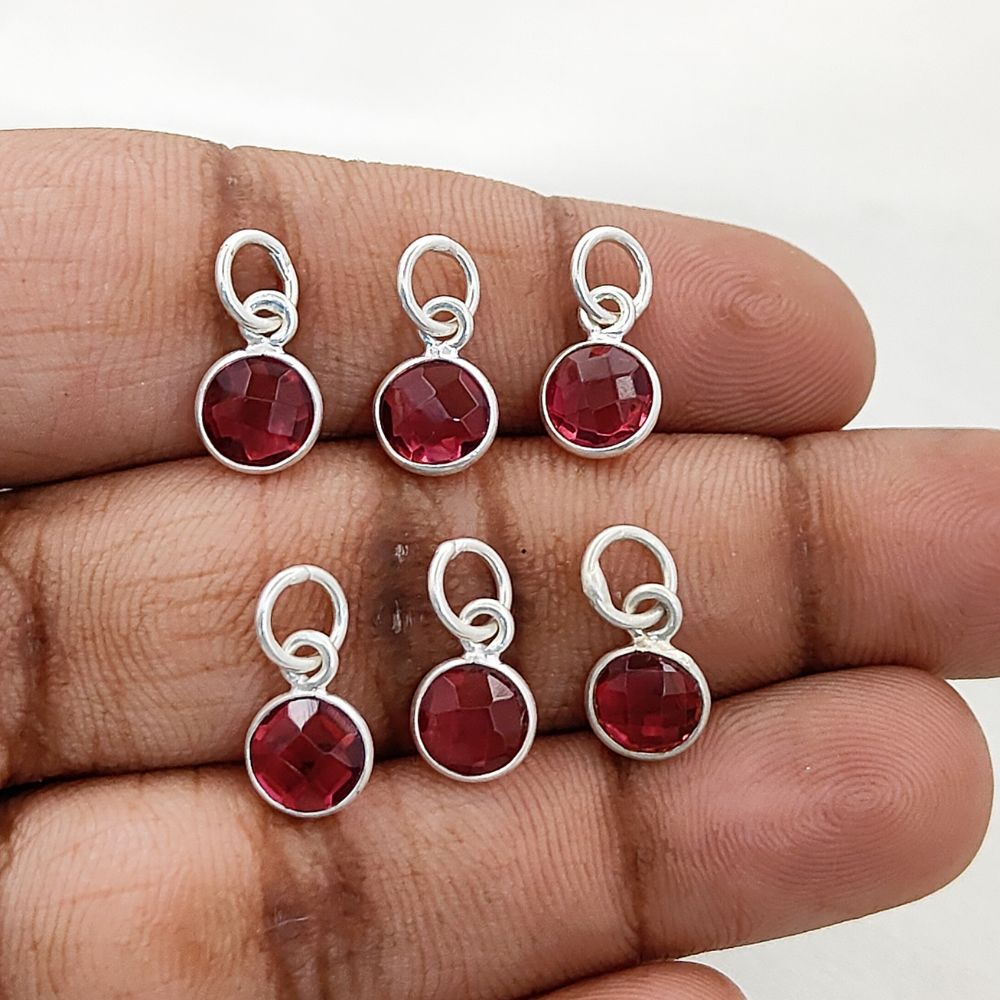 Handmade Ruby Pendant for Necklace 6mm Round Faceted July Birthstone Charm in Gold Vermeil & 925 Sterling Silver- Selling Per Piece