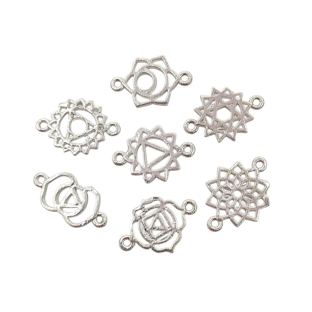 Handmade Gold & Silver 7 Chakra Charm Set Yoga Meditation Jewelry Connectors & DIY Findings- Selling According Variation