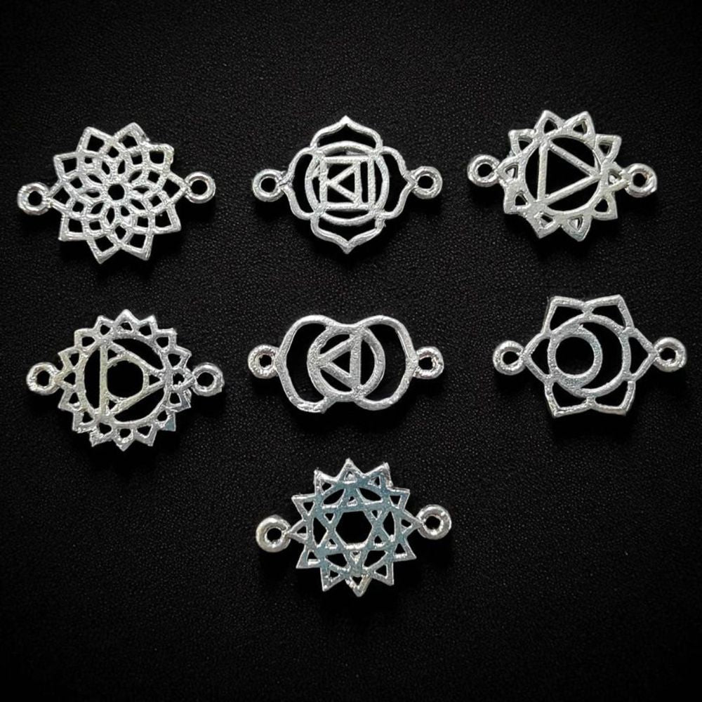 Handmade Gold & Silver 7 Chakra Charm Set Yoga Meditation Jewelry Connectors & DIY Findings- Selling According Variation