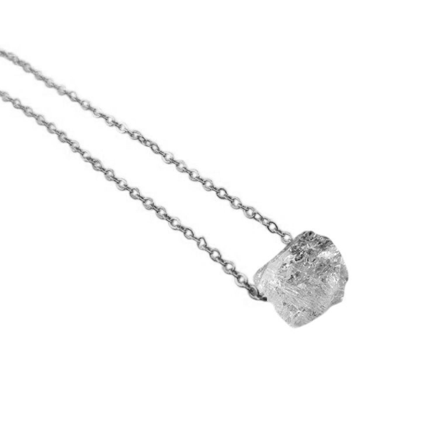 Raw Herkimer diamond necklace handmade with silver plated chain