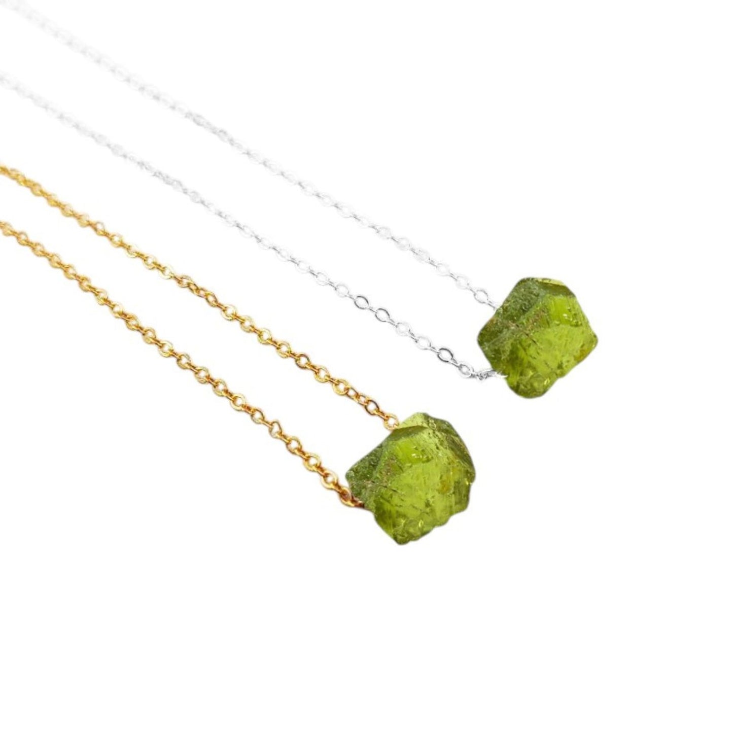 Peridot Birthstone Necklace August Birthstone Jewelry Silver Plated Adjustable Chain