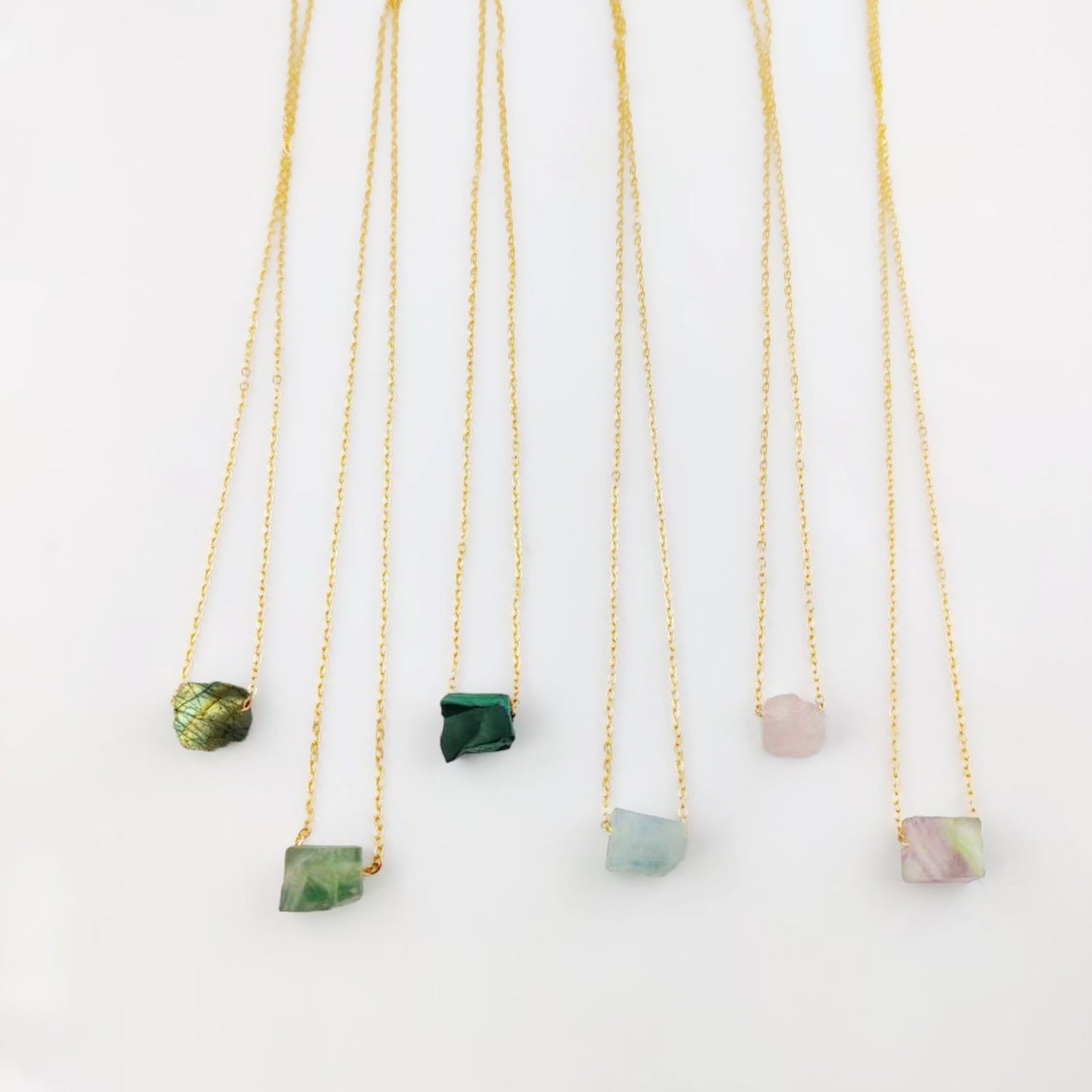 Raw Rainbow Fluorite Colorful Crystal Gemstone Necklace Silver Plated Jewelry