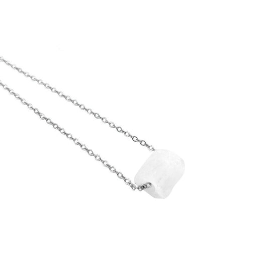 Boho rainbow moonstone necklace handmade with silver plated chain