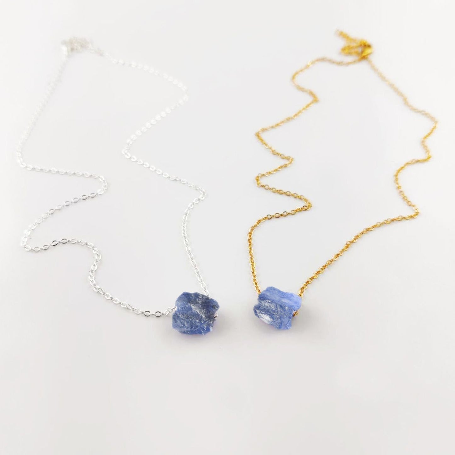 Raw Tanzanite Necklace December Birthstone Pendant with Silver Plated Chain