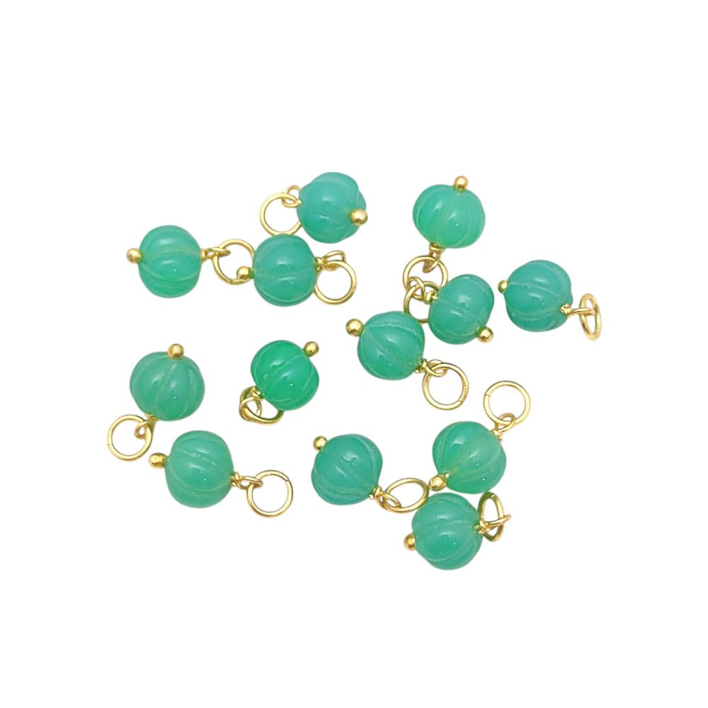 Healing Chrysoprase Chalcedony Pumpkin Charm Pendant Hand-Carved Bead for DIY Projects- Selling Per Piece