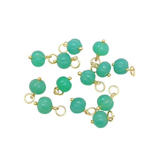 Healing Chrysoprase Chalcedony Pumpkin Charm Pendant Hand-Carved Bead for DIY Projects- Selling Per Piece