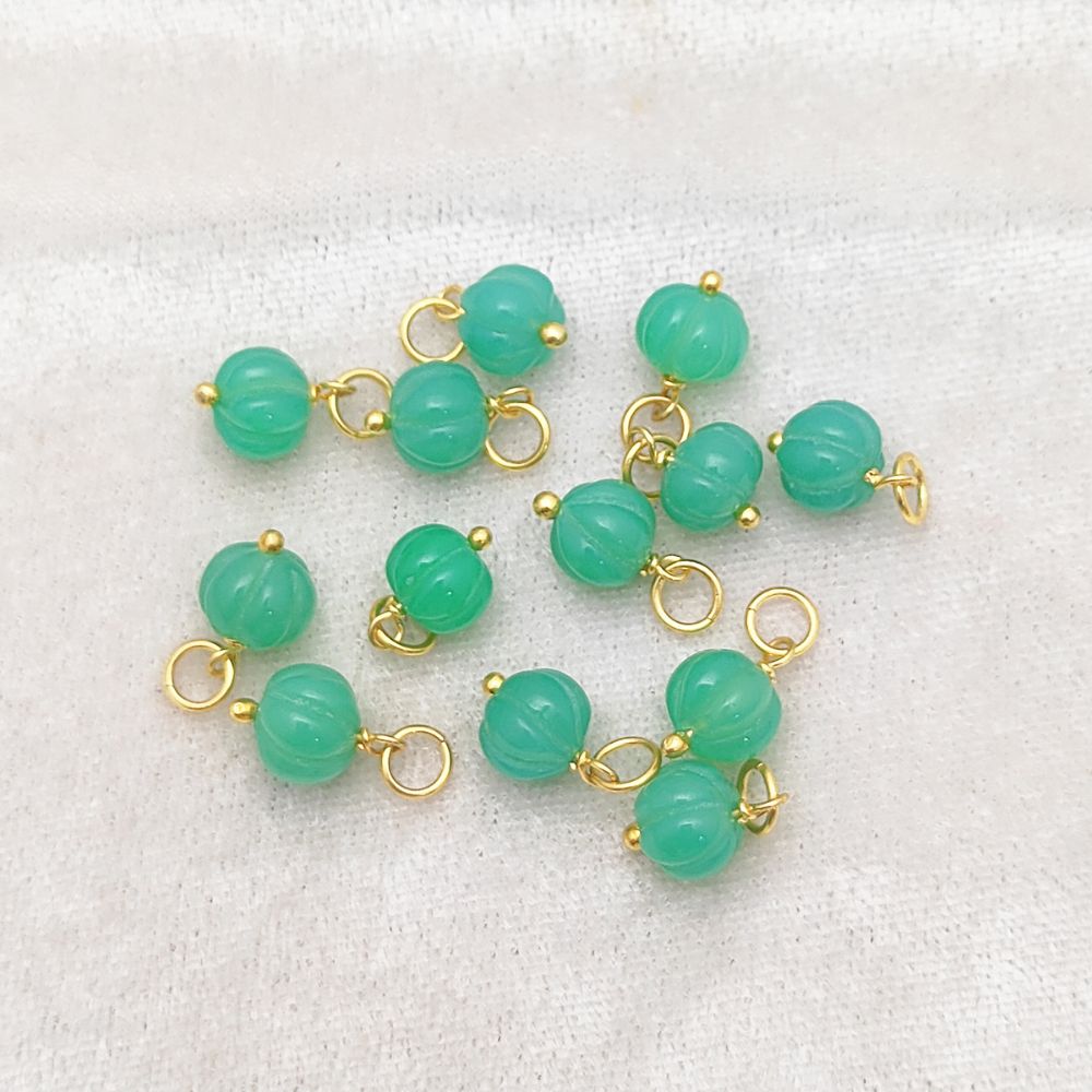 Healing Chrysoprase Chalcedony Pumpkin Charm Pendant Hand-Carved Bead for DIY Projects- Selling Per Piece