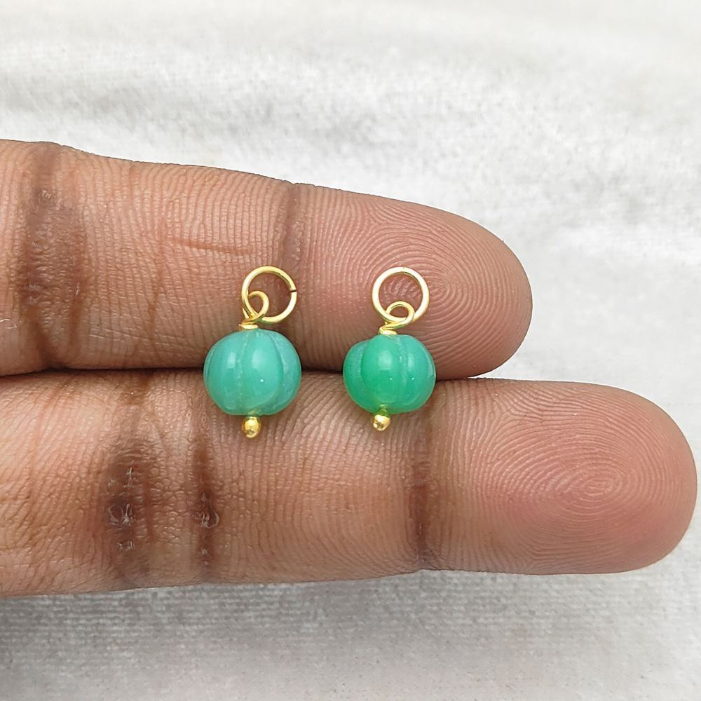 Healing Chrysoprase Chalcedony Pumpkin Charm Pendant Hand-Carved Bead for DIY Projects- Selling Per Piece