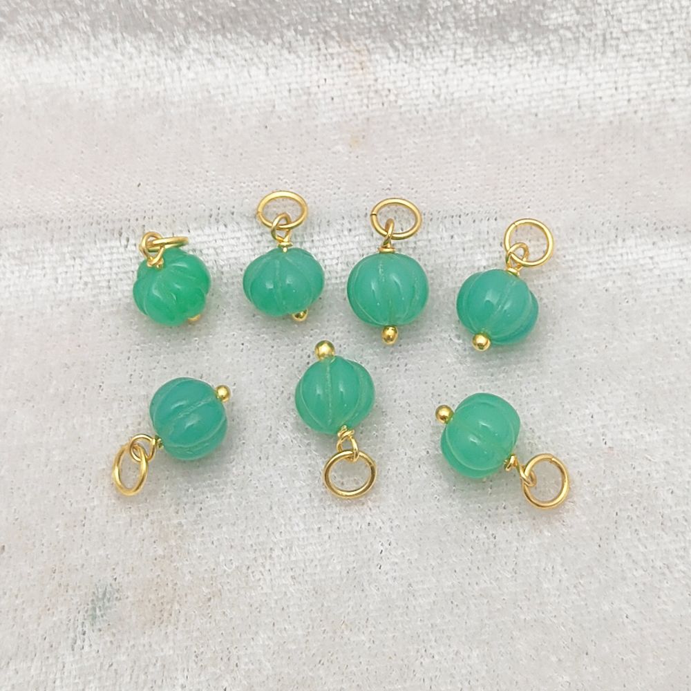 Healing Chrysoprase Chalcedony Pumpkin Charm Pendant Hand-Carved Bead for DIY Projects- Selling Per Piece