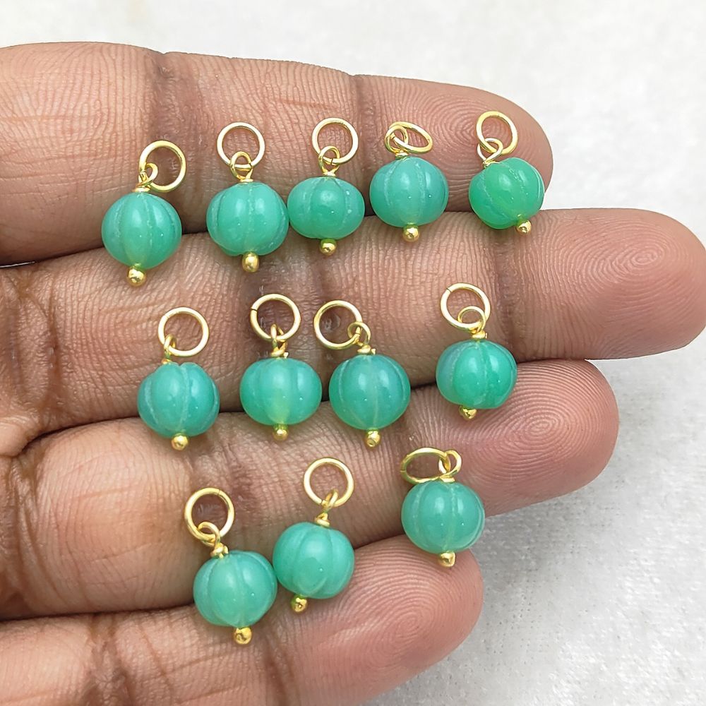 Healing Chrysoprase Chalcedony Pumpkin Charm Pendant Hand-Carved Bead for DIY Projects- Selling Per Piece