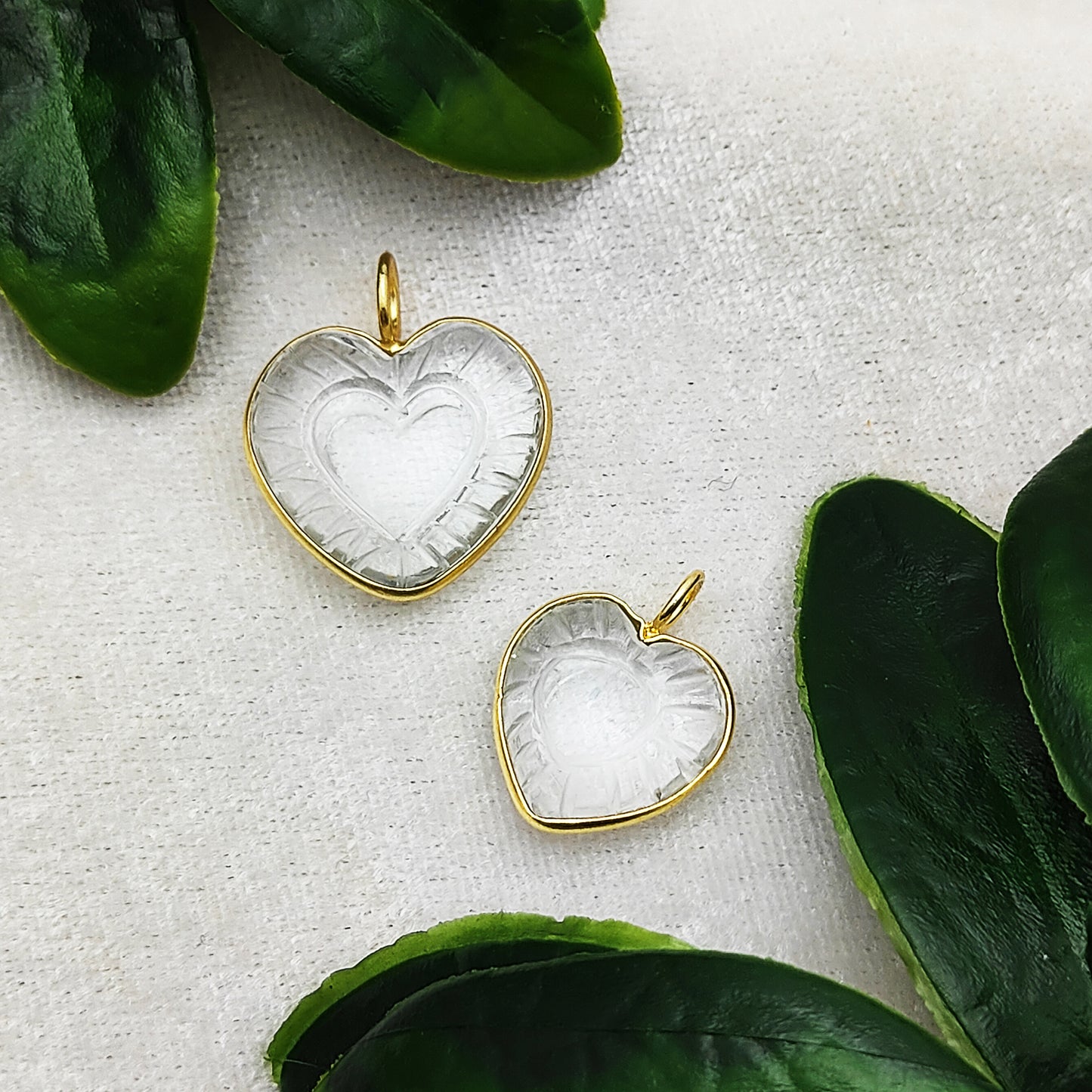 Elegant Clear Quartz Heart Pendant Handmade Gemstone Jewelry in Gold Plated Sterling Silver- Selling Per Piece
