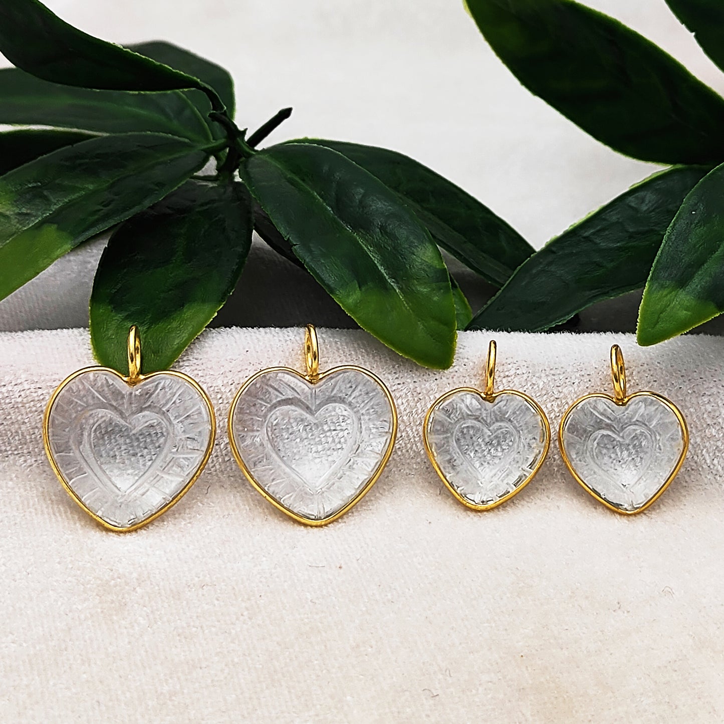 Elegant Clear Quartz Heart Pendant Handmade Gemstone Jewelry in Gold Plated Sterling Silver- Selling Per Piece