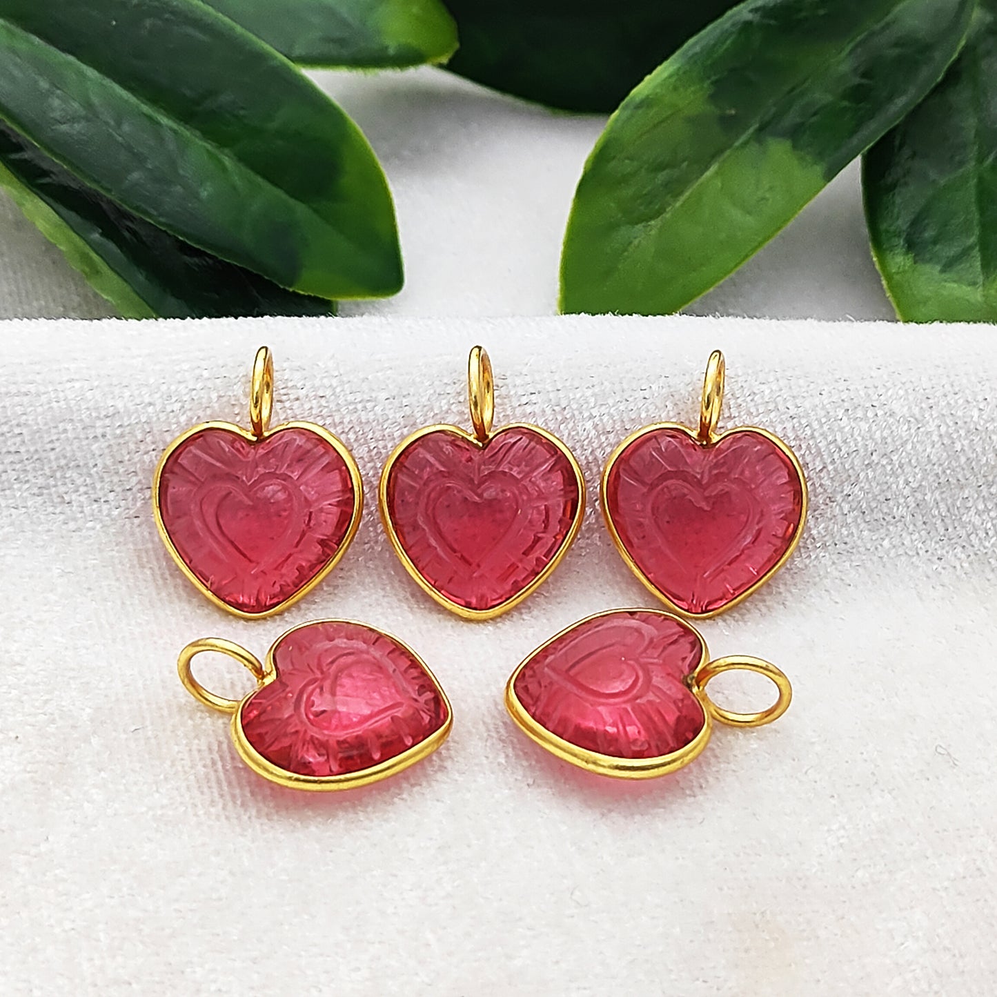 Pink Tourmaline Heart Shaped Pendant Gold Plated Sterling Silver Jewelry for Her- Selling Per Piece