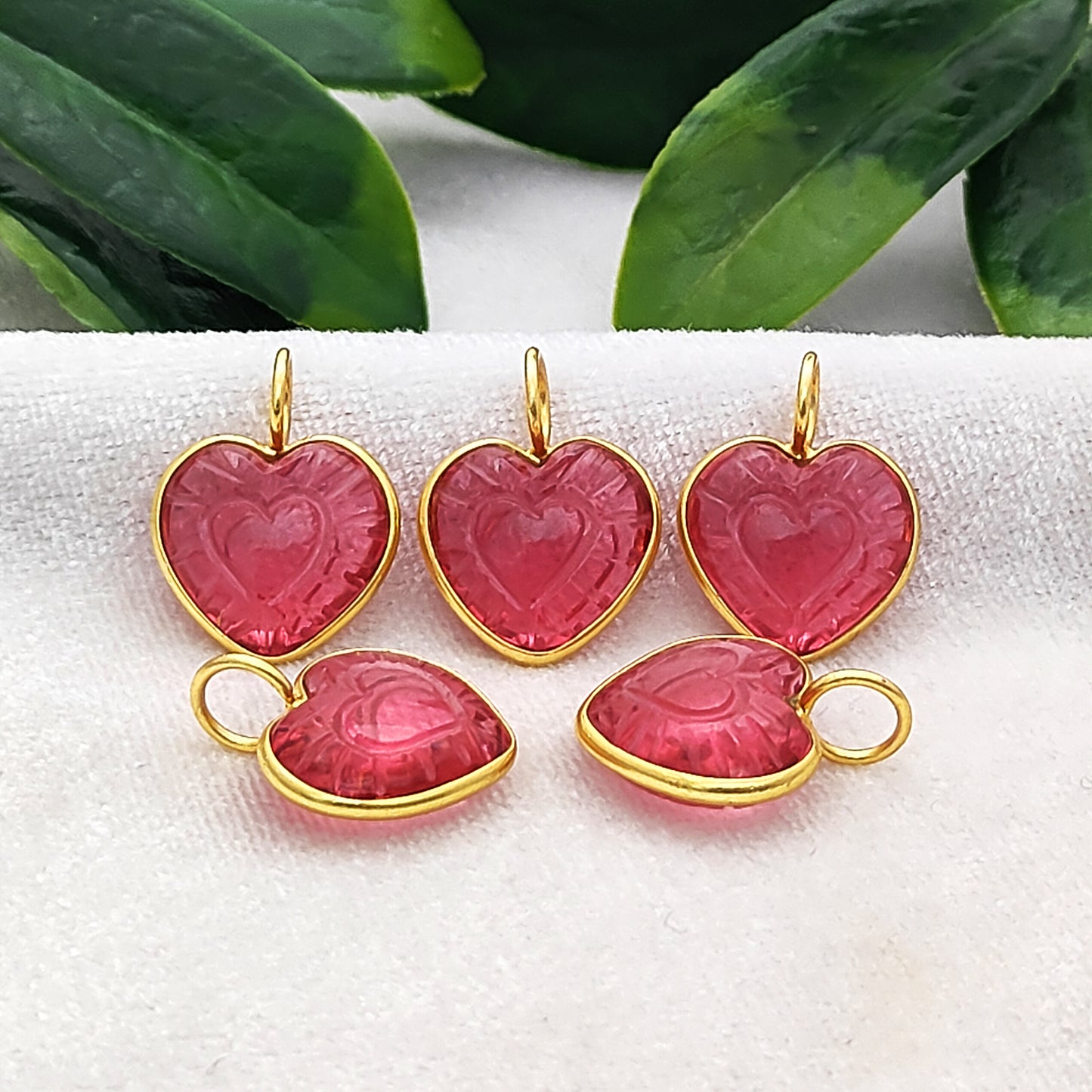 Pink Tourmaline Heart Shaped Pendant Gold Plated Sterling Silver Jewelry for Her- Selling Per Piece