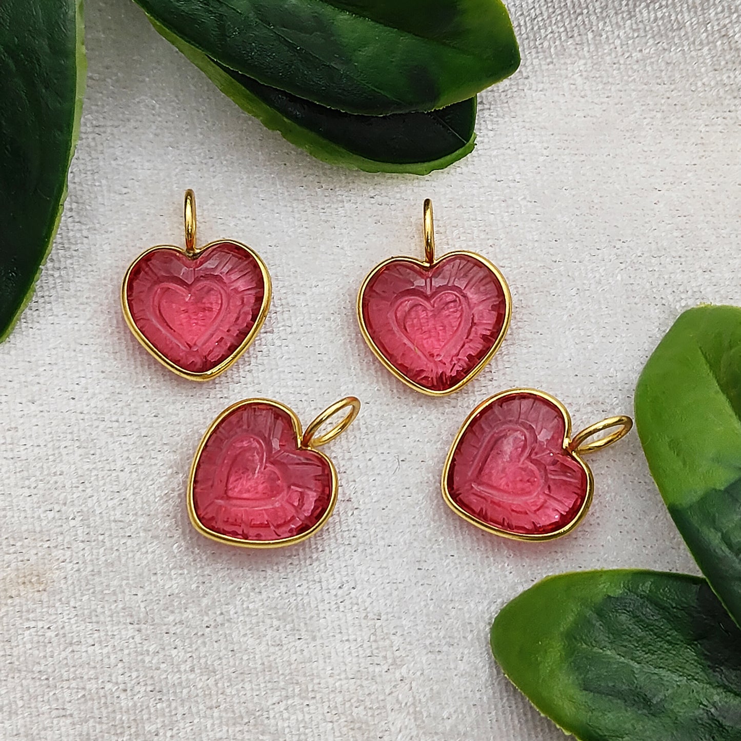 Pink Tourmaline Heart Shaped Pendant Gold Plated Sterling Silver Jewelry for Her- Selling Per Piece