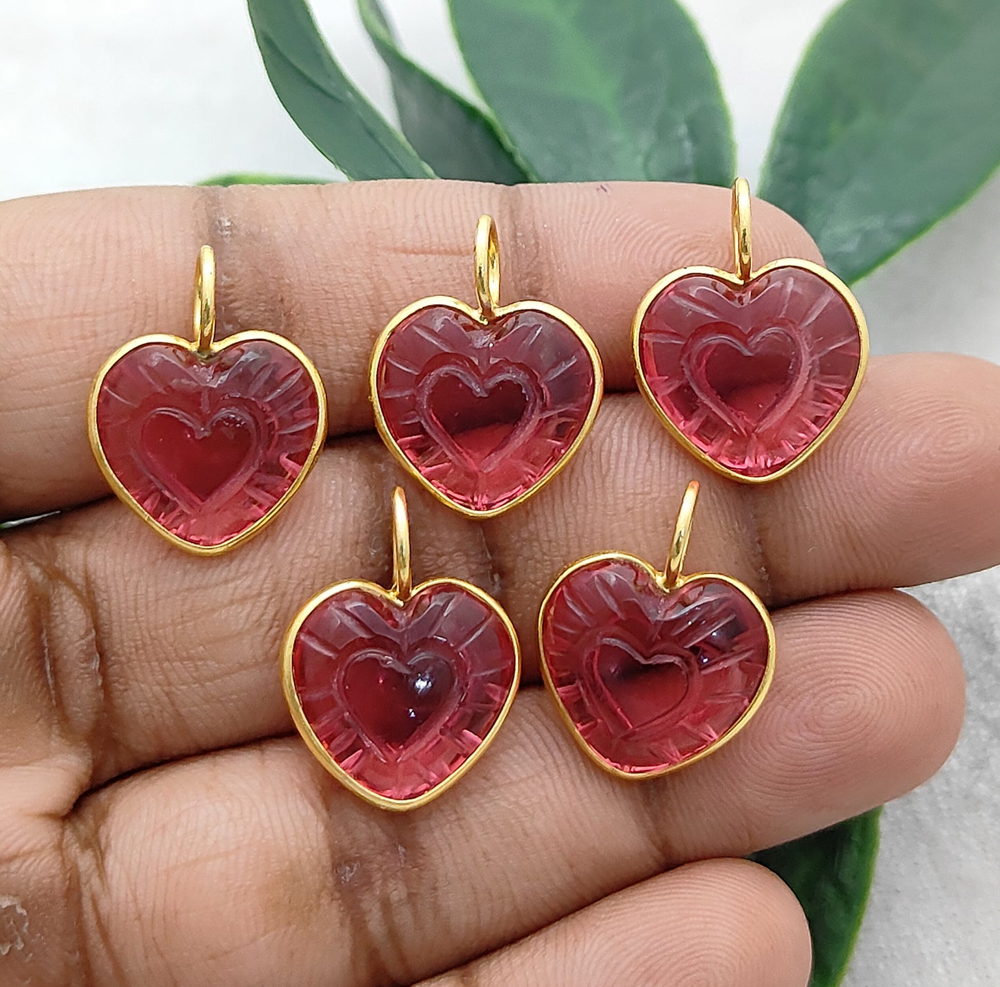 Pink Tourmaline Heart Shaped Pendant Gold Plated Sterling Silver Jewelry for Her- Selling Per Piece