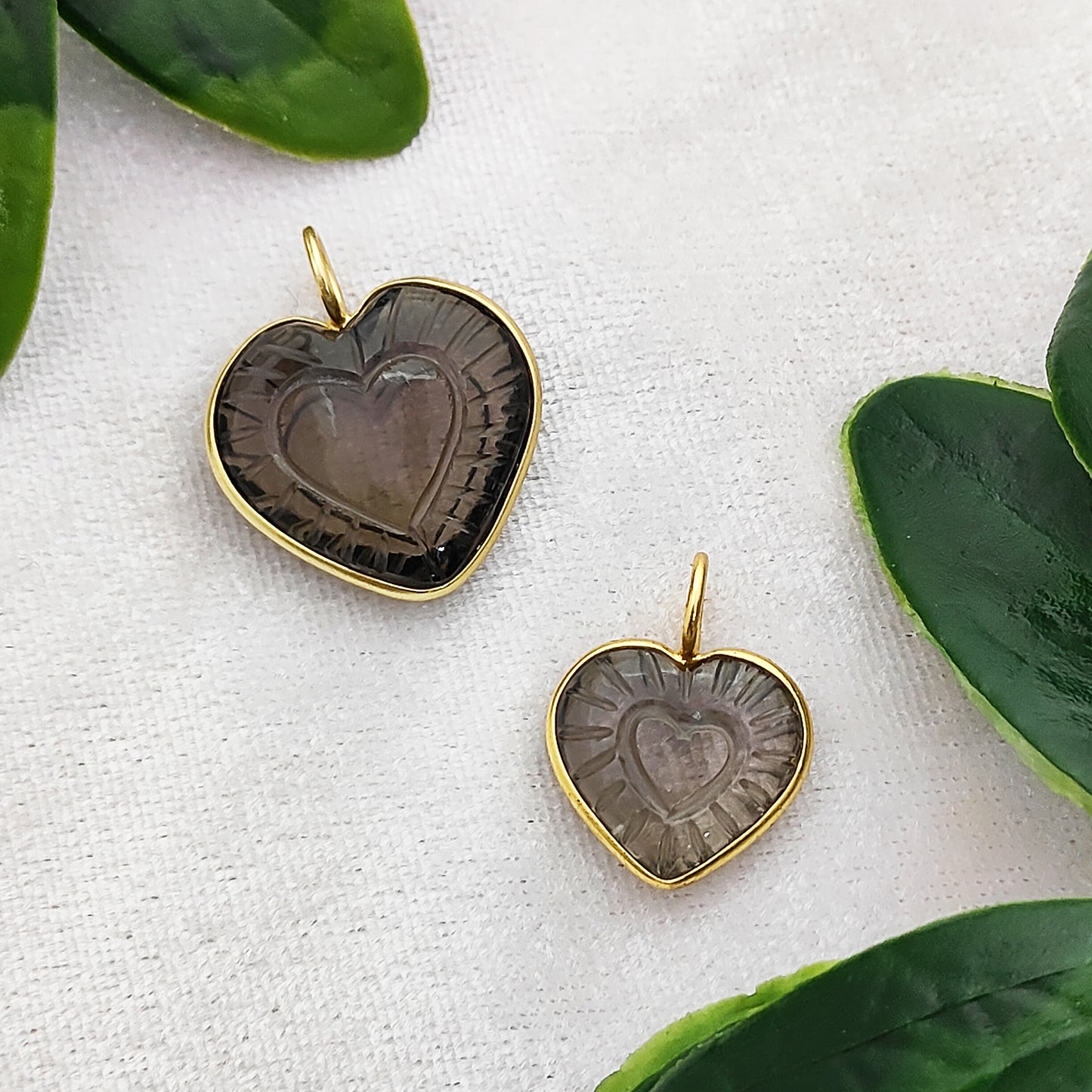 Smoky Quartz Heart-Shaped Crystal Pendant Gold Plated Sterling Silver Jewelry Gift for Women- Selling Per Piece