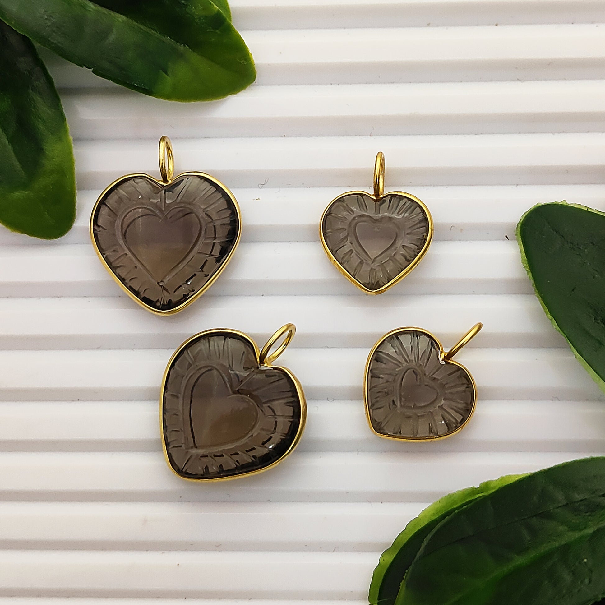 Delicate heart crystal necklace charm handcrafted in India