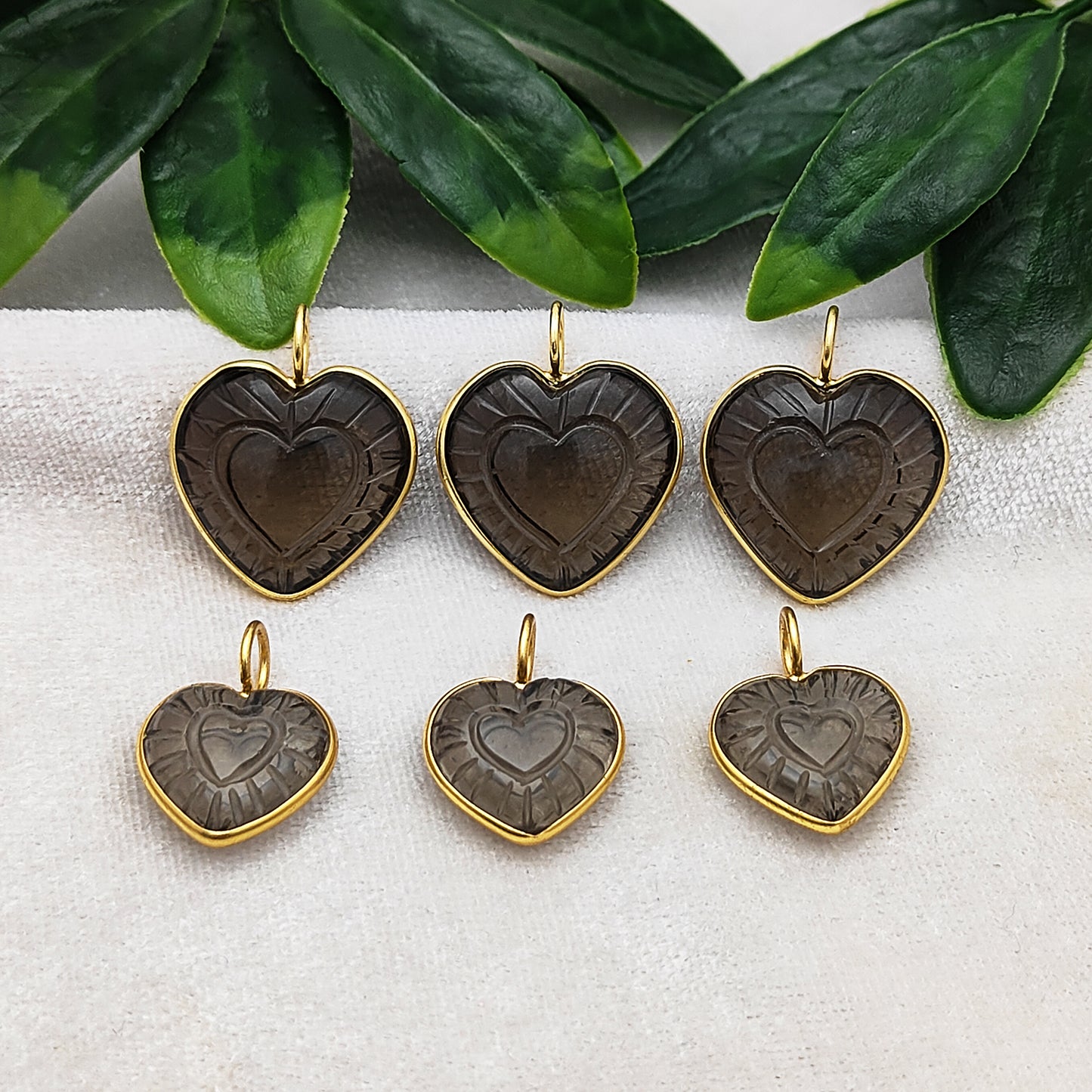 Smoky Quartz Heart-Shaped Crystal Pendant Gold Plated Sterling Silver Jewelry Gift for Women- Selling Per Piece
