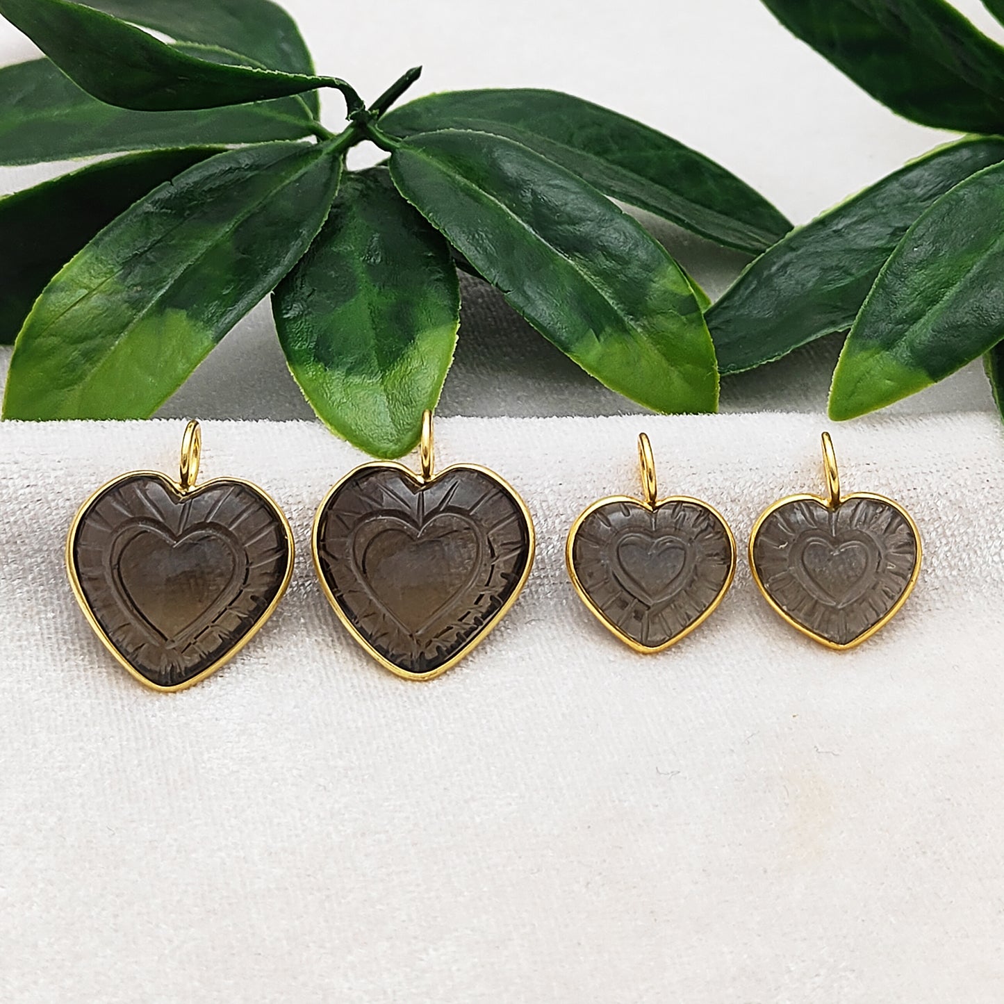 Smoky Quartz Heart-Shaped Crystal Pendant Gold Plated Sterling Silver Jewelry Gift for Women- Selling Per Piece