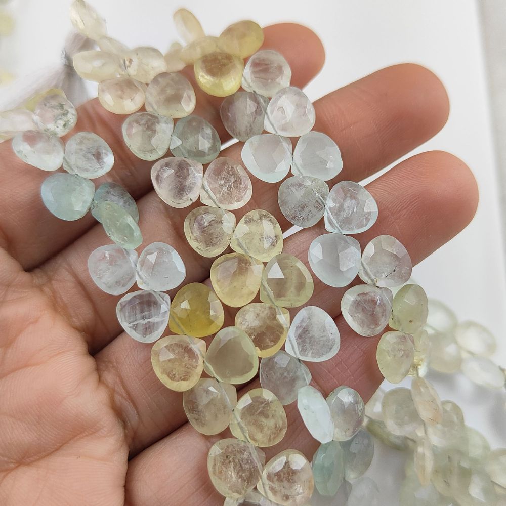 DIY Jewelry Supplies – Natural Aquamarine Heart Beads for Crafting