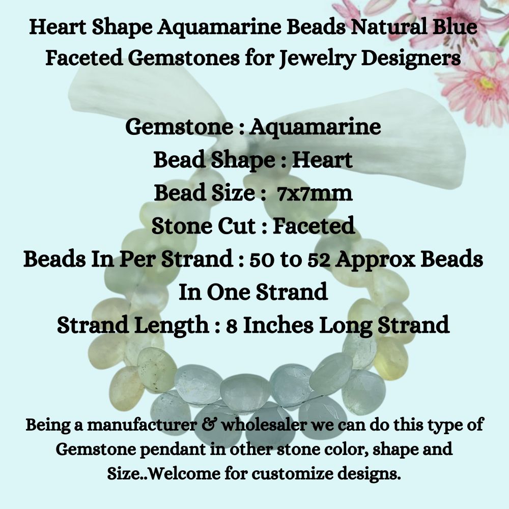 Faceted Aquamarine Beads – Stunning Heart Shaped Beads for DIY Jewelry