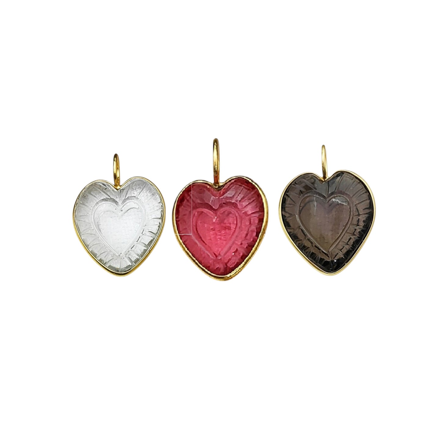 Heart Shaped Crystal Pendant in Gold Plated 925 Sterling Silver Handmade Bezel Set Gemstone Charm for Women- Selling Per Piece