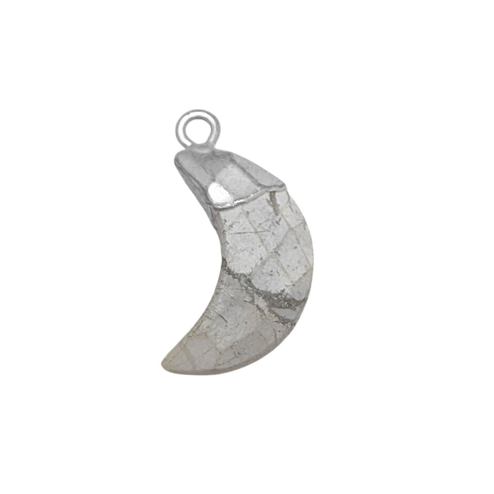 Crescent Howlite Pendant Gold/Silver Cap Gemstone Charm for DIY Earrings & Bracelets Making Supplies