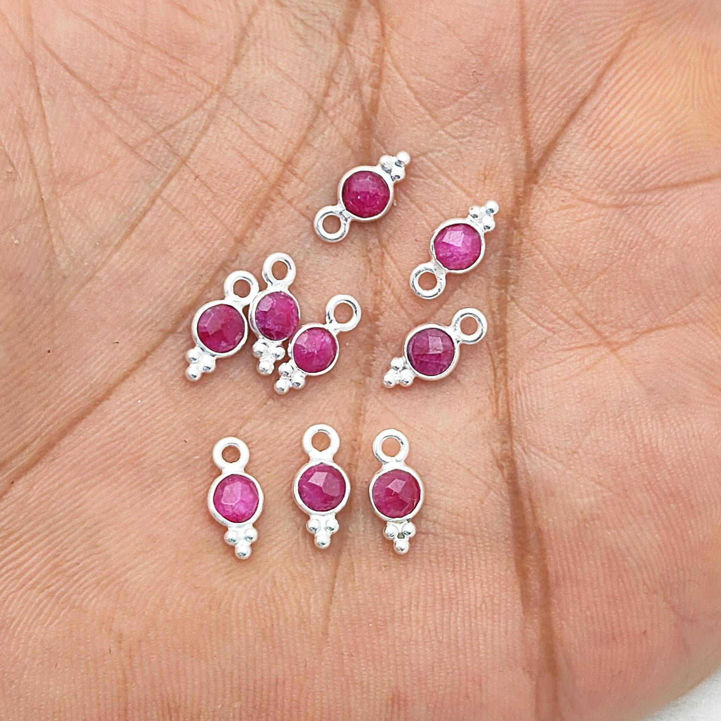 Faceted 4mm Round Ruby Pendant Minimalist 925 Silver Charm