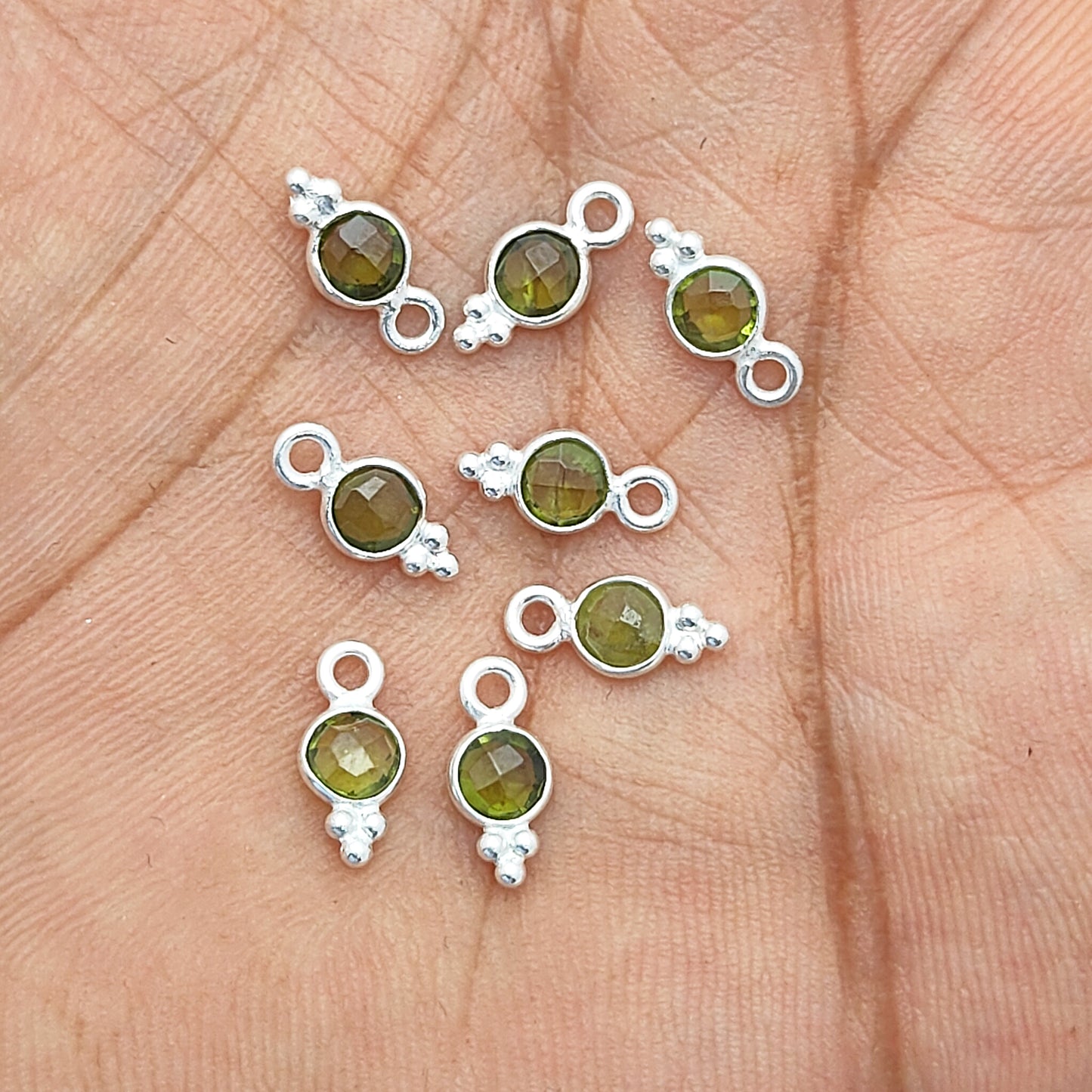 Natural Peridot Charm for DIY Jewelry Sterling Silver Pendant