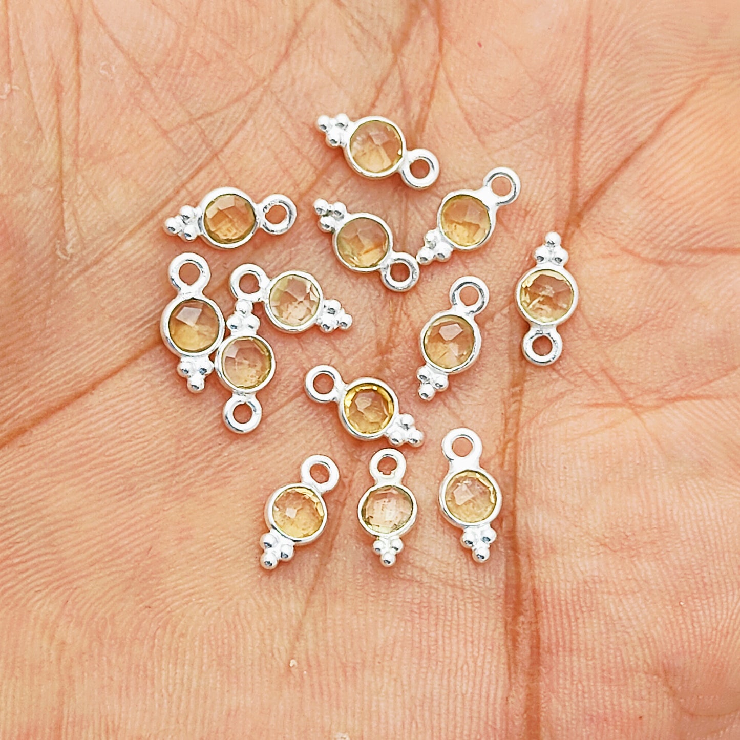 Small Bezel-Set Citrine Pendant Sterling Silver Charms