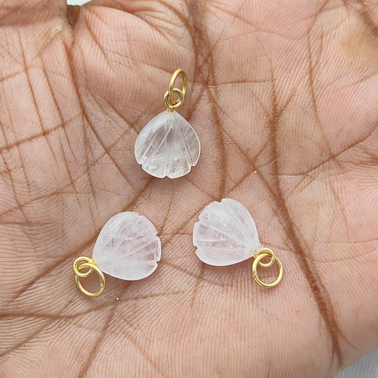 Delicate Rose Quartz Seashell Pendant Handmade 925 Sterling Silver Jewelry