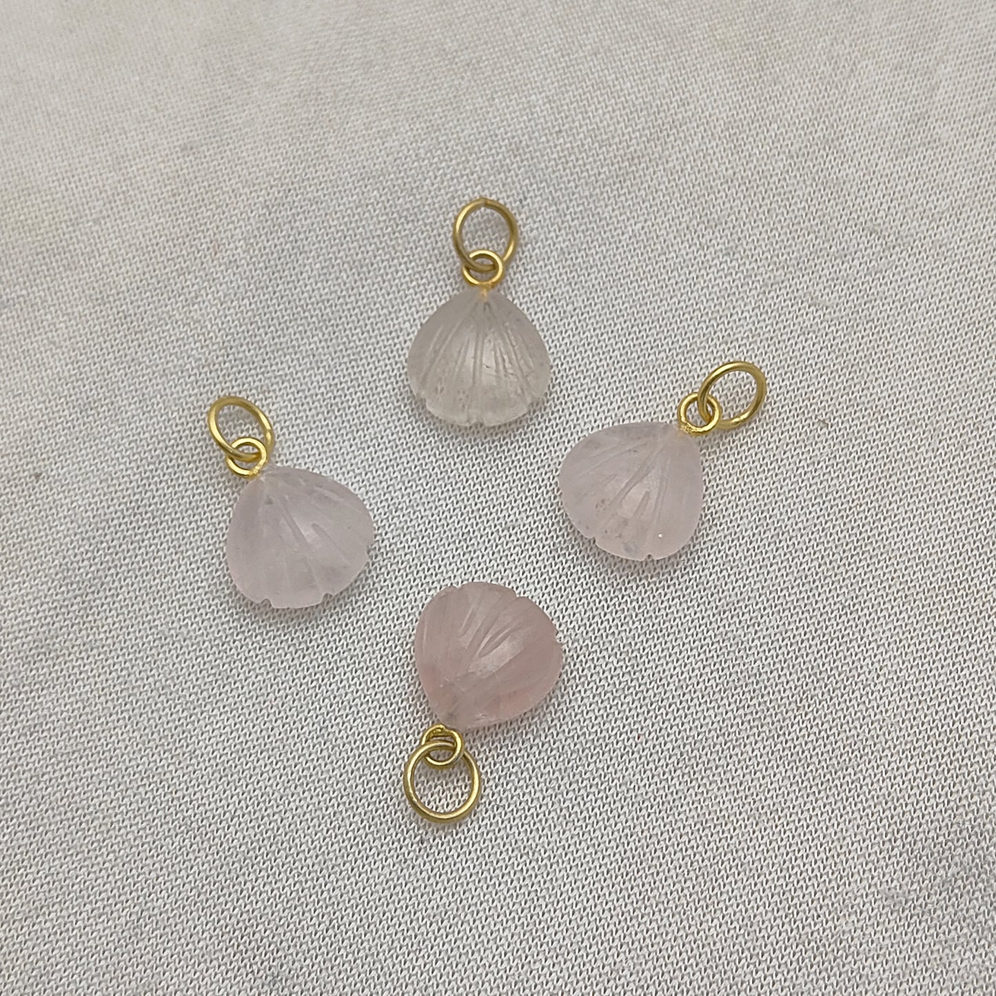 Delicate Rose Quartz Seashell Pendant Handmade 925 Sterling Silver Jewelry