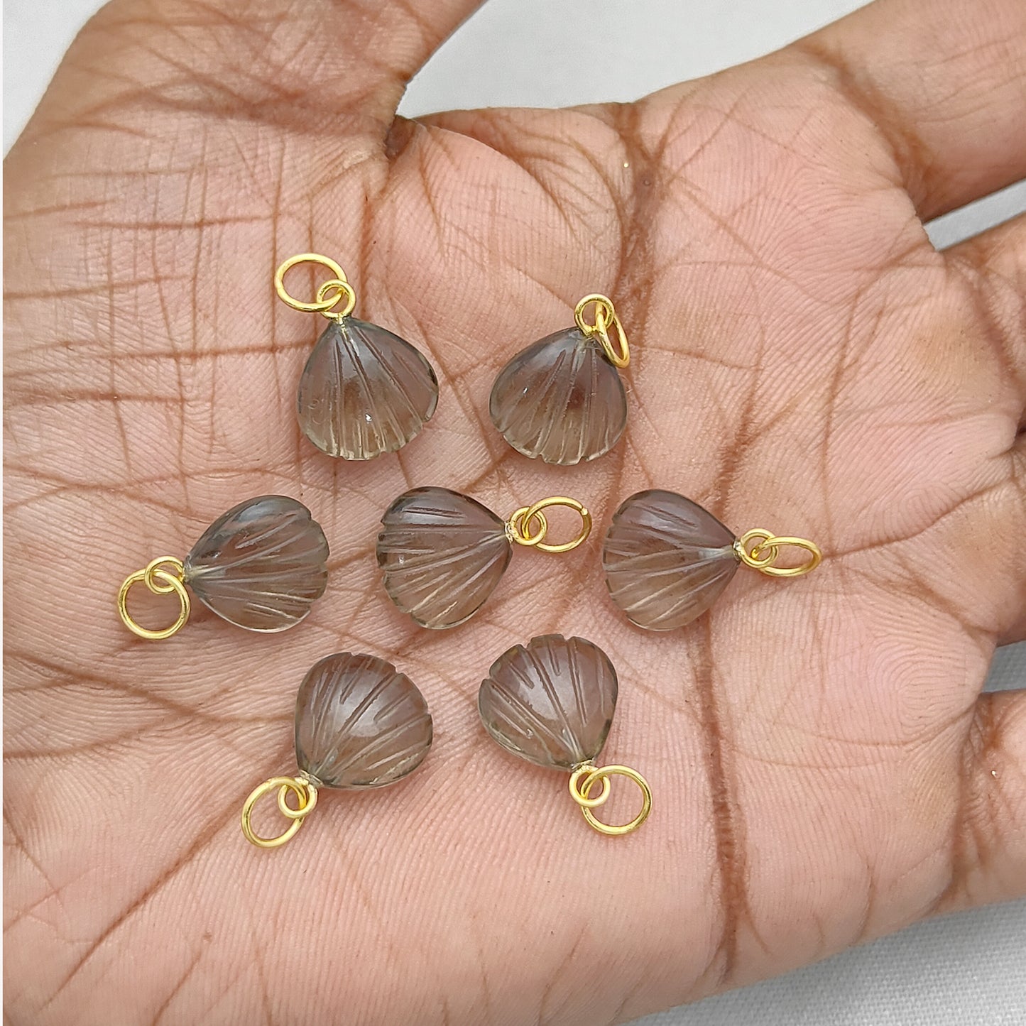 Smoky Quartz Seashell Pendant for Necklace Gold Plated Sterling Silver Jewelry