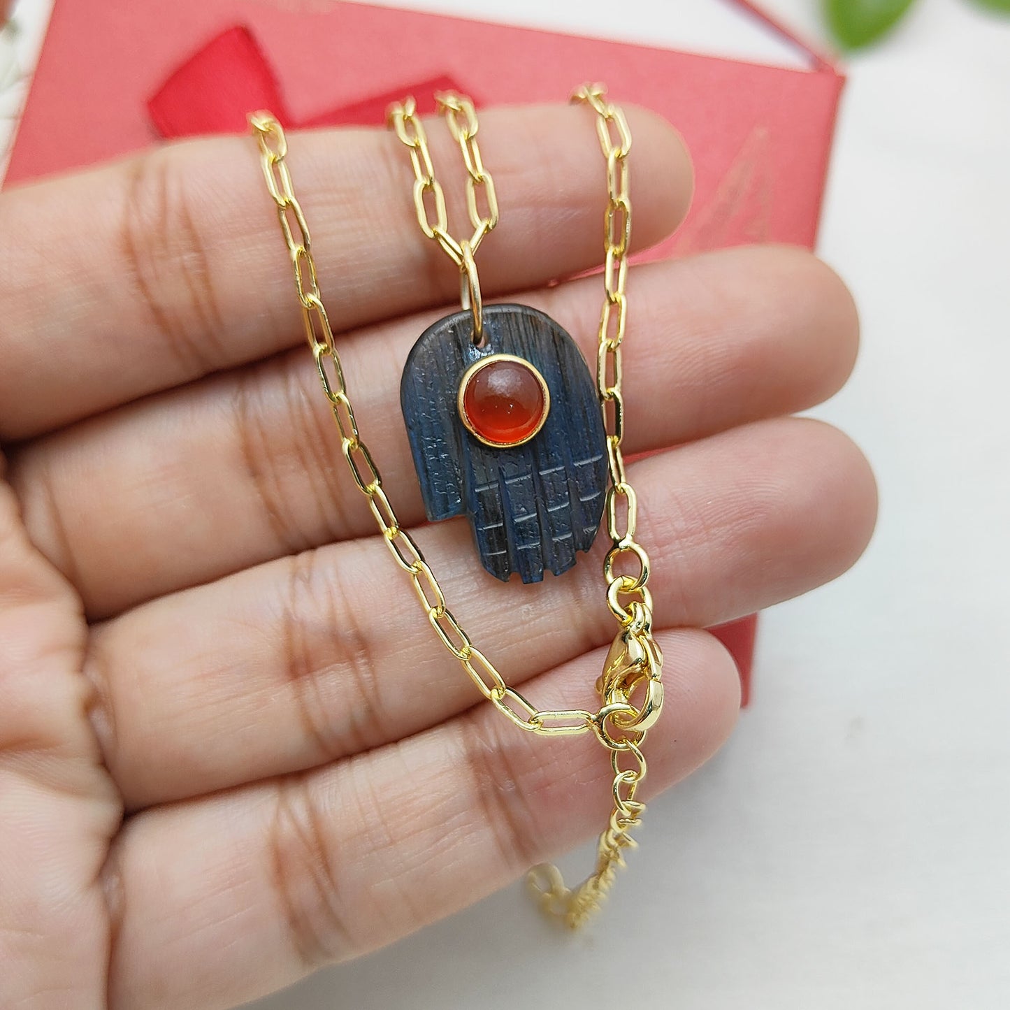 Sterling Silver Labradorite Hamsa Necklace Spiritual Evil Eye Protection Jewelry for Women