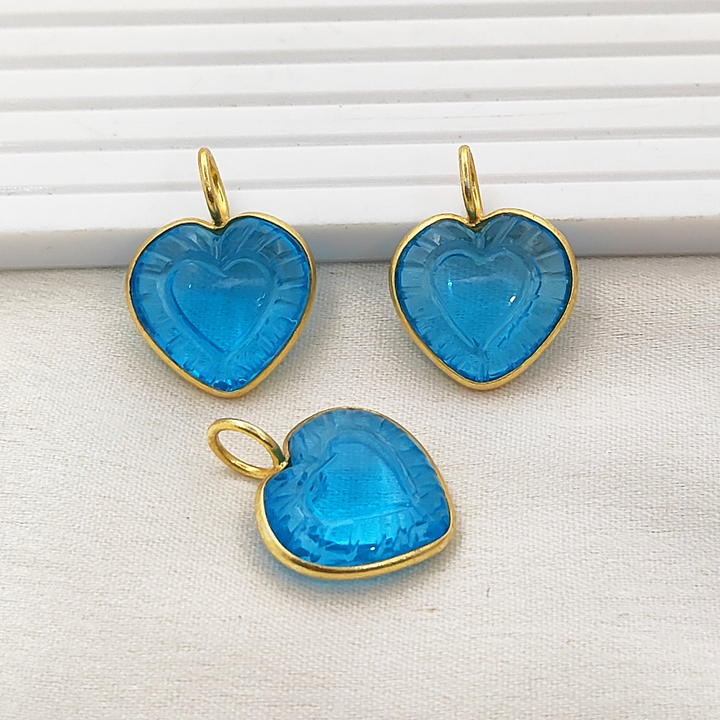 Handmade Swiss Blue Topaz Heart Pendant Gold Plated Silver Dainty Gemstone Jewelry- Selling Per Piece