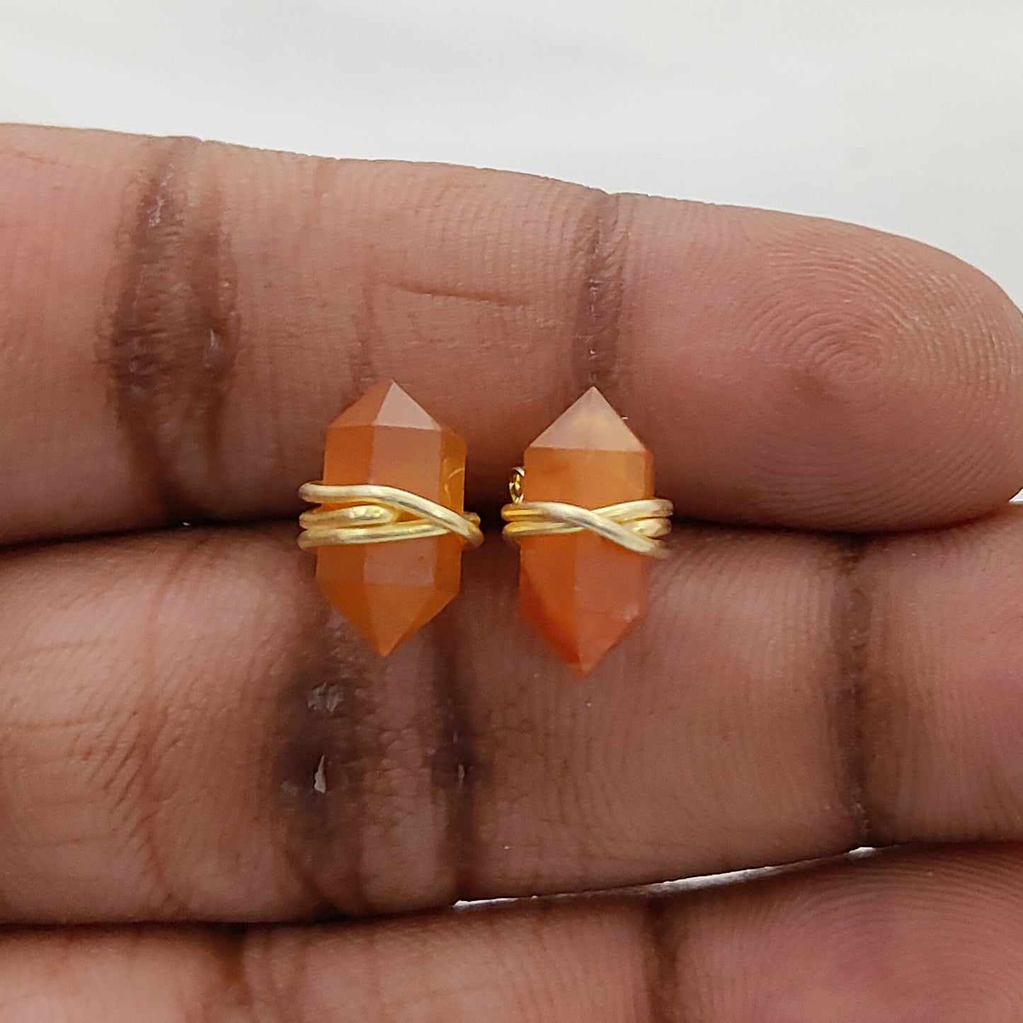 12x5mm Carnelian Gold Vermeil Stud Earrings Handmade Healing Gemstone Earrings for Women, Minimalist Jewelry Gift – Selling Per Pair
