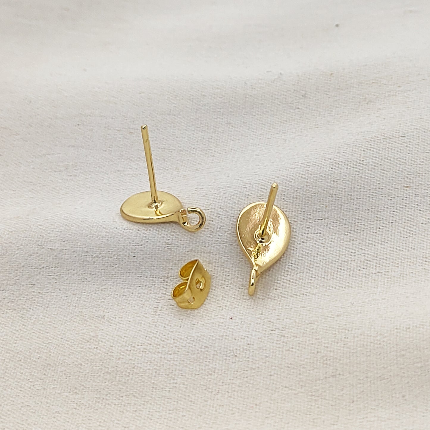 18K Gold Plated Textured Stud Connector Charms for DIY Earrings Handmade Dangle Earring Findings- Selling Per Pair (14x7mm)
