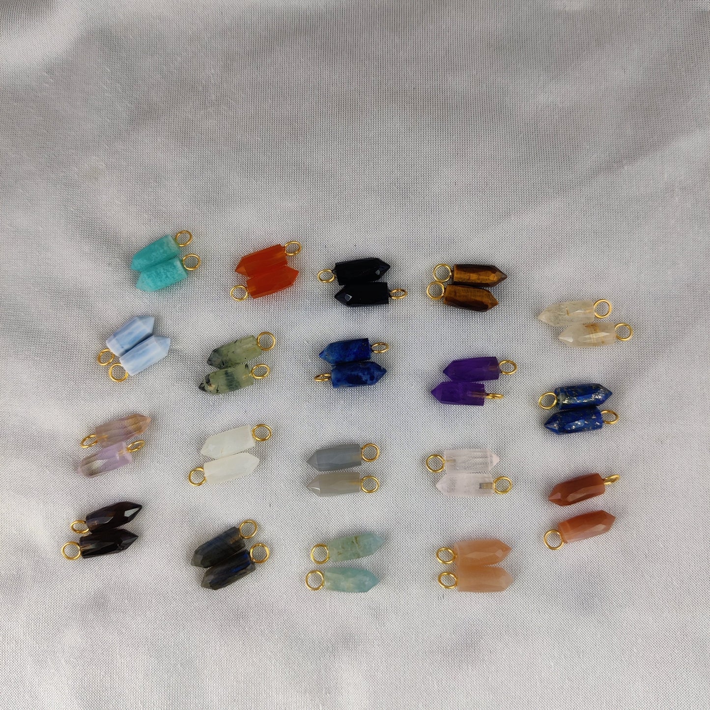 6X14mm Multi Gemstone Pencil Point Spike Pendant Gold Vermeil Handmade Dainty Minimalist Jewelry- Selling Per Piece