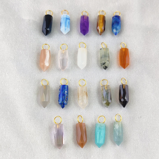 6X14mm Multi Gemstone Pencil Point Spike Pendant Gold Vermeil Handmade Dainty Minimalist Jewelry- Selling Per Piece