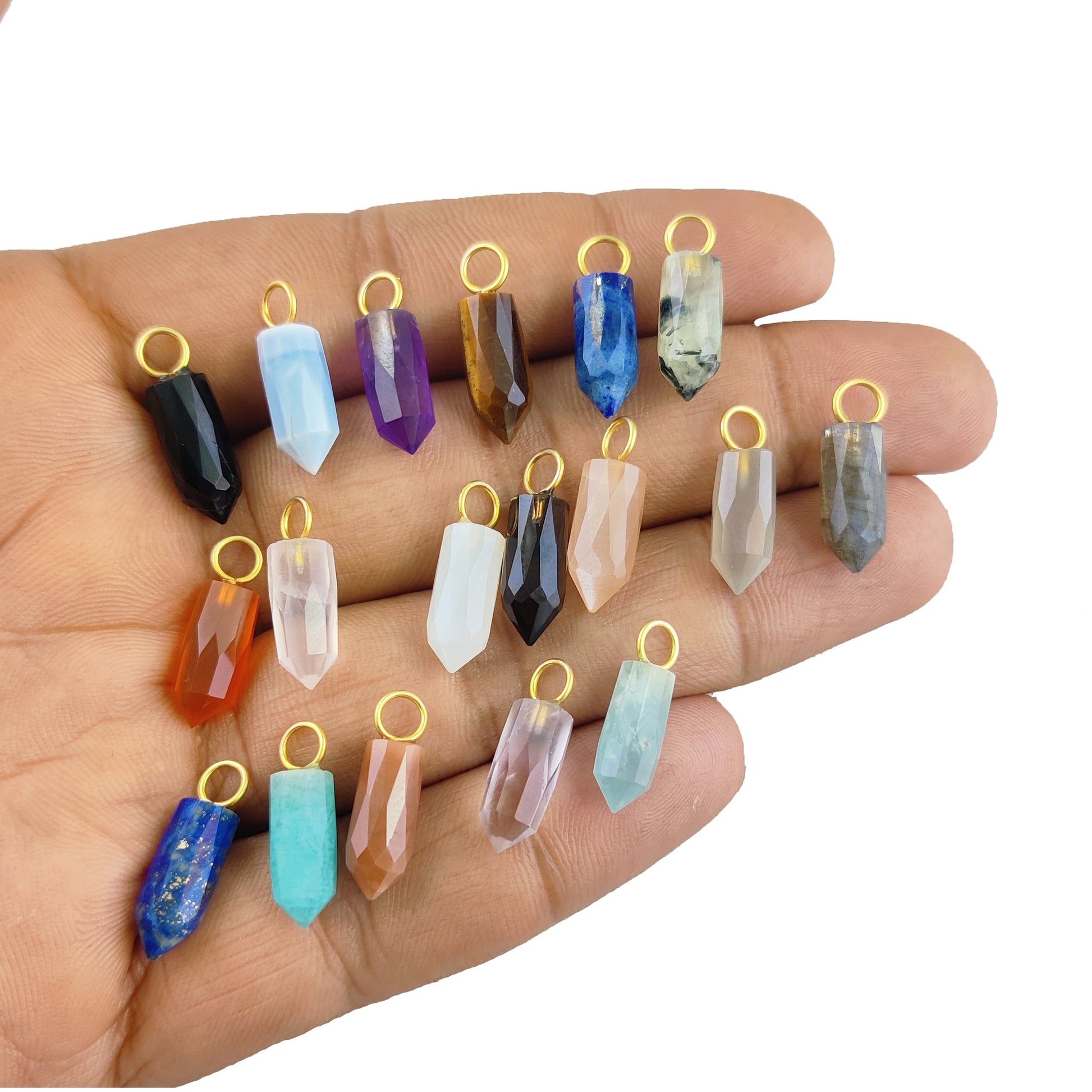 Dainty Multi Gemstone Pencil Point Pendant