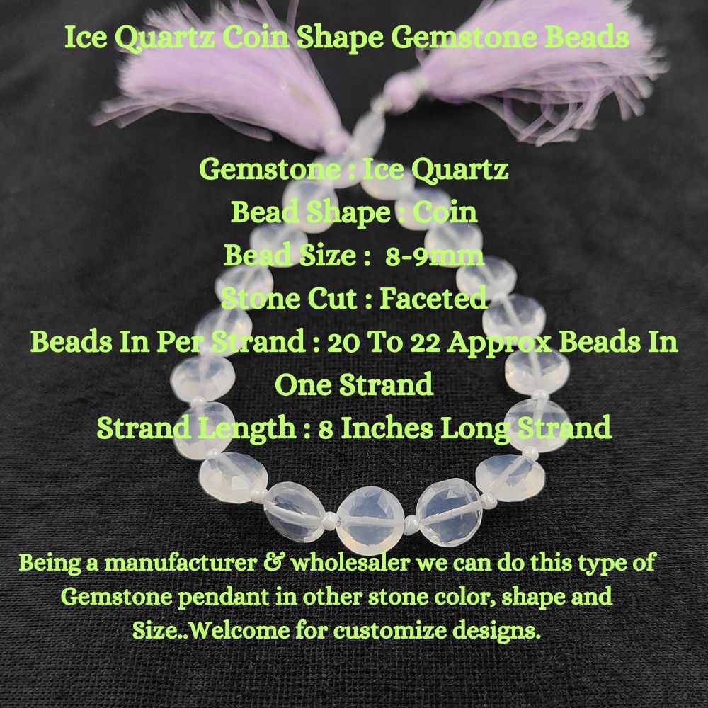 Ice Quartz Coin Shape Gemstone Beads