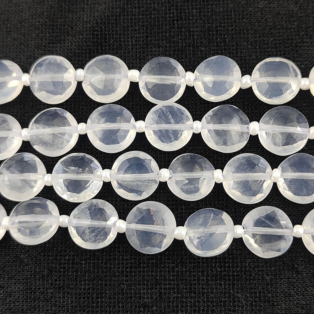 Ice Quartz Coin Shape Gemstone Beads