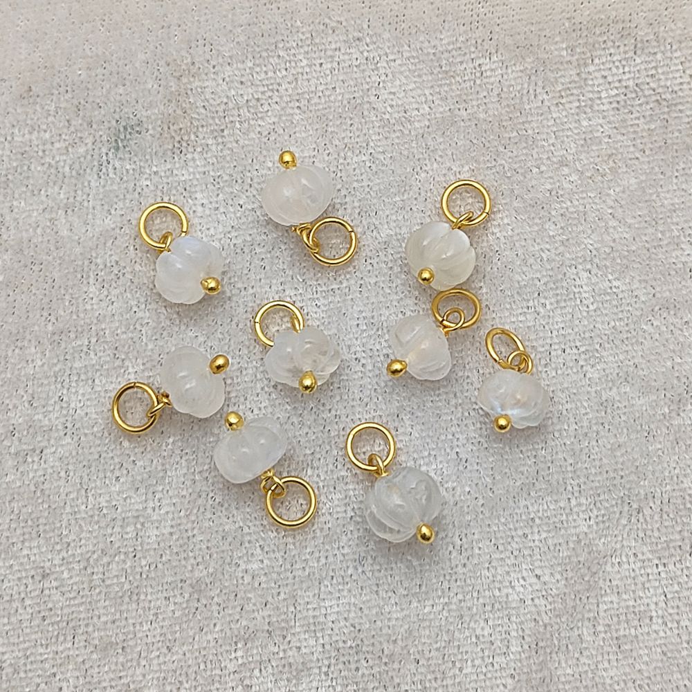 Ice Quartz Gemstone Pumpkin Pendant Handcrafted Bead for Handmade Jewelry Crafts- Selling Per Piece