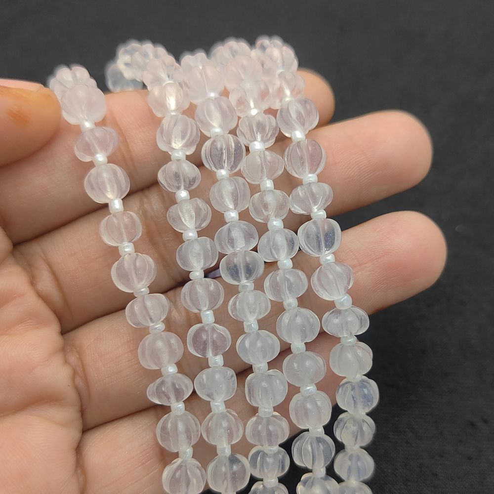 Ice Quartz Pumpkin Beads – Beautiful Clear Gemstones for Minimalist Craft Projects